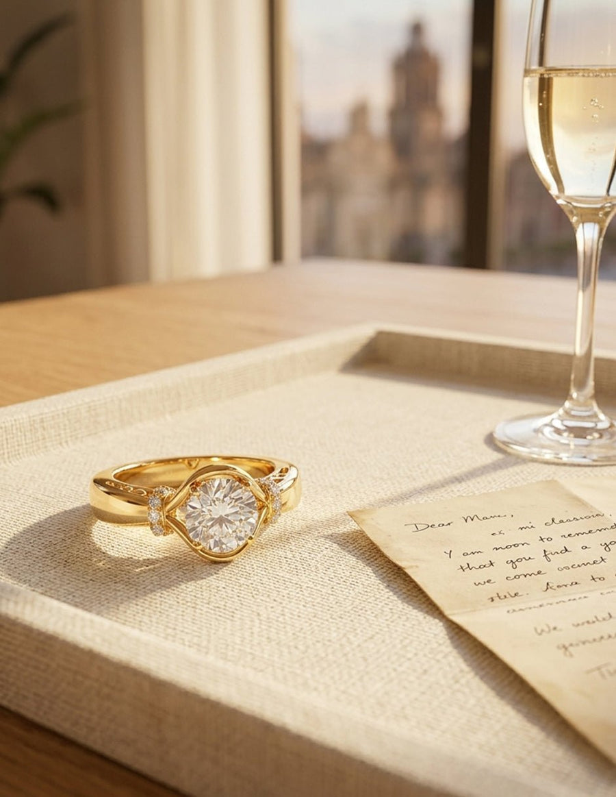 Anillo de compromiso - piedras laterales - AMORE300-RD-LG