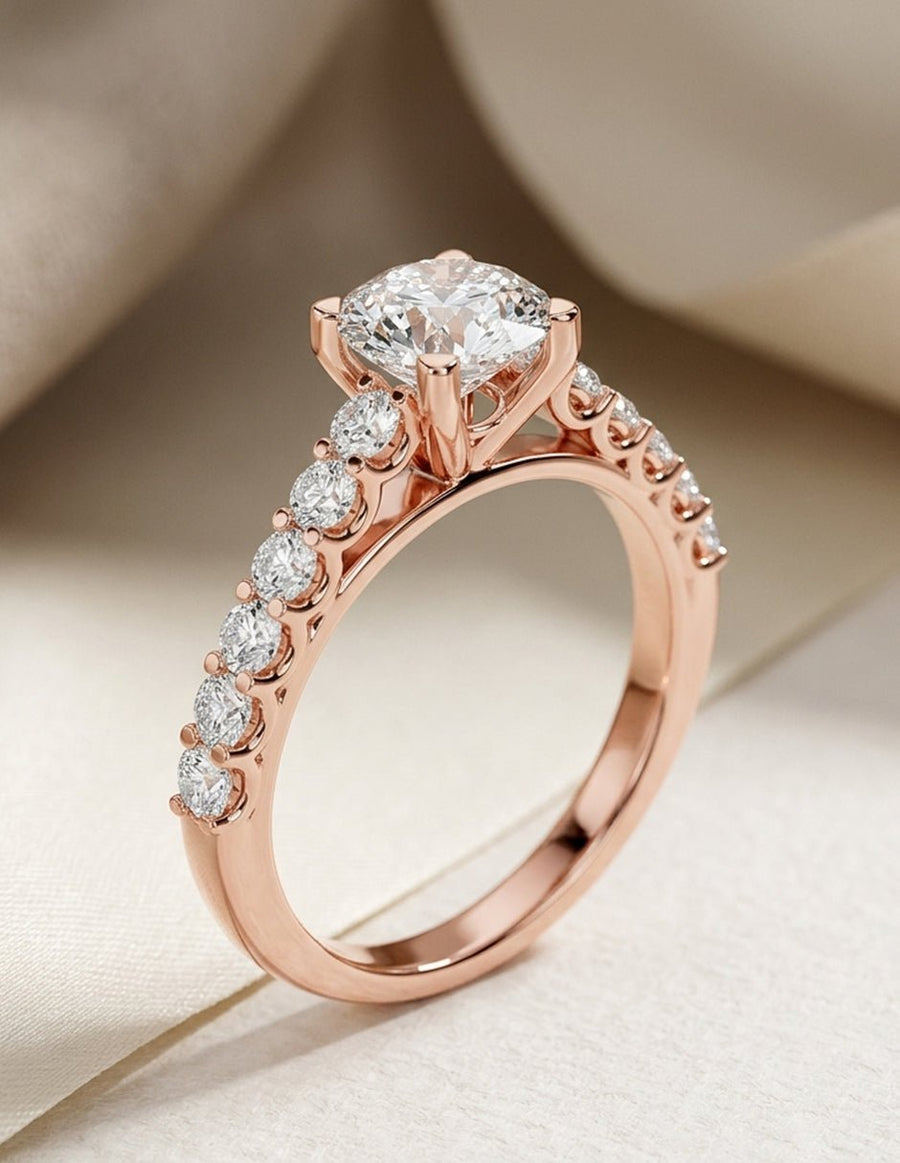 Anillo de compromiso - piedras laterales - AMORE301-RD-LG