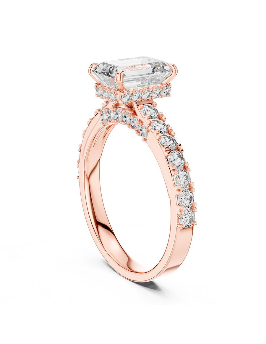 Anillo de compromiso - piedras laterales - AMORE303-EM-LG