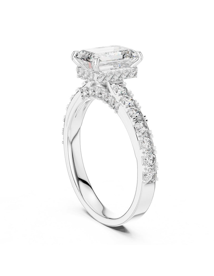Anillo de compromiso - piedras laterales - AMORE303-EM-LG