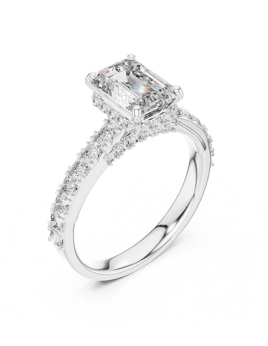 Anillo de compromiso - piedras laterales - AMORE303-EM-LG