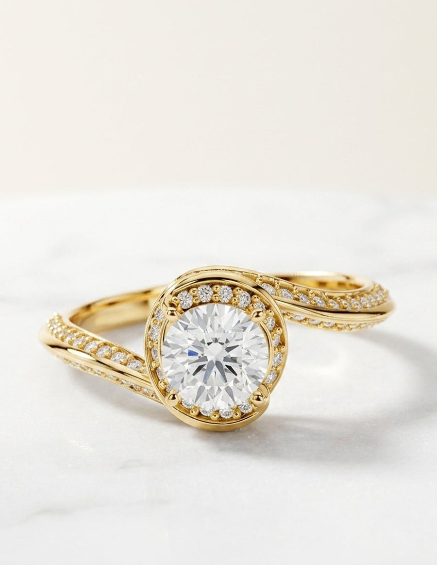 Anillo de compromiso - piedras laterales - AMORE305-RD-LG