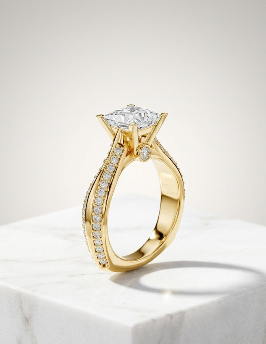 Anillo de compromiso - piedras laterales - AMORE306-PR-LG