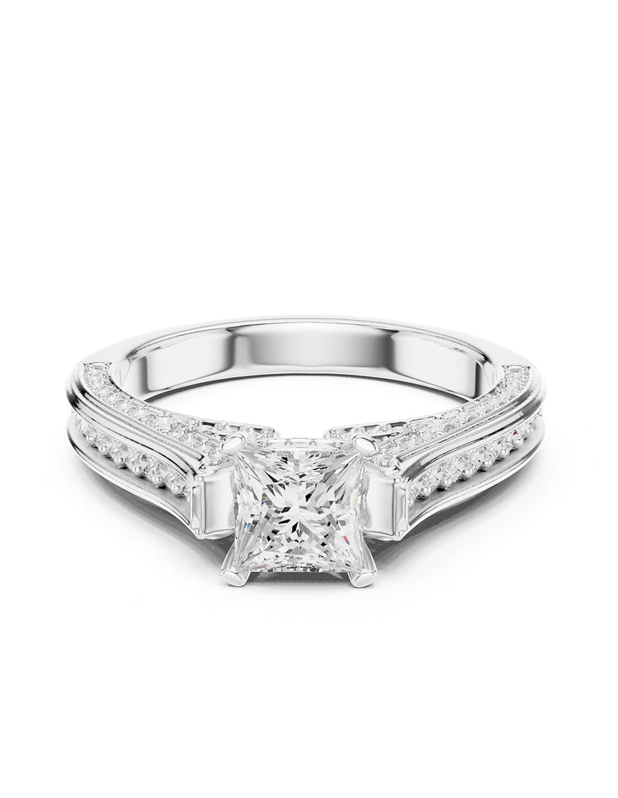 Anillo de compromiso - piedras laterales - AMORE307-PR-LG