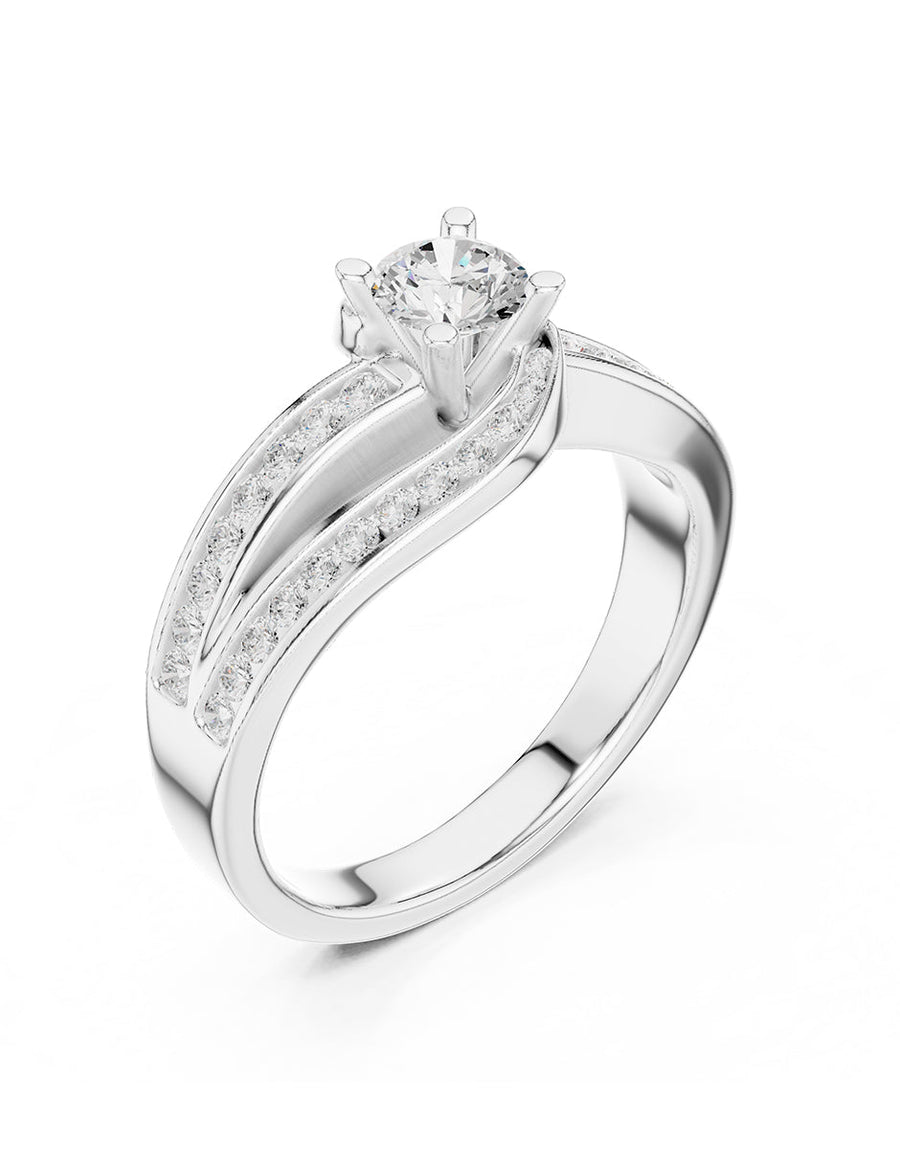 Anillo de compromiso - piedras laterales - AMORE308-RD-LG