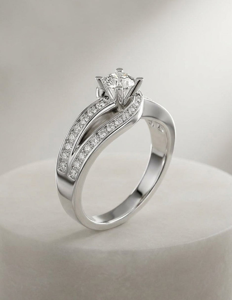 Anillo de compromiso - piedras laterales - AMORE308-RD-LG