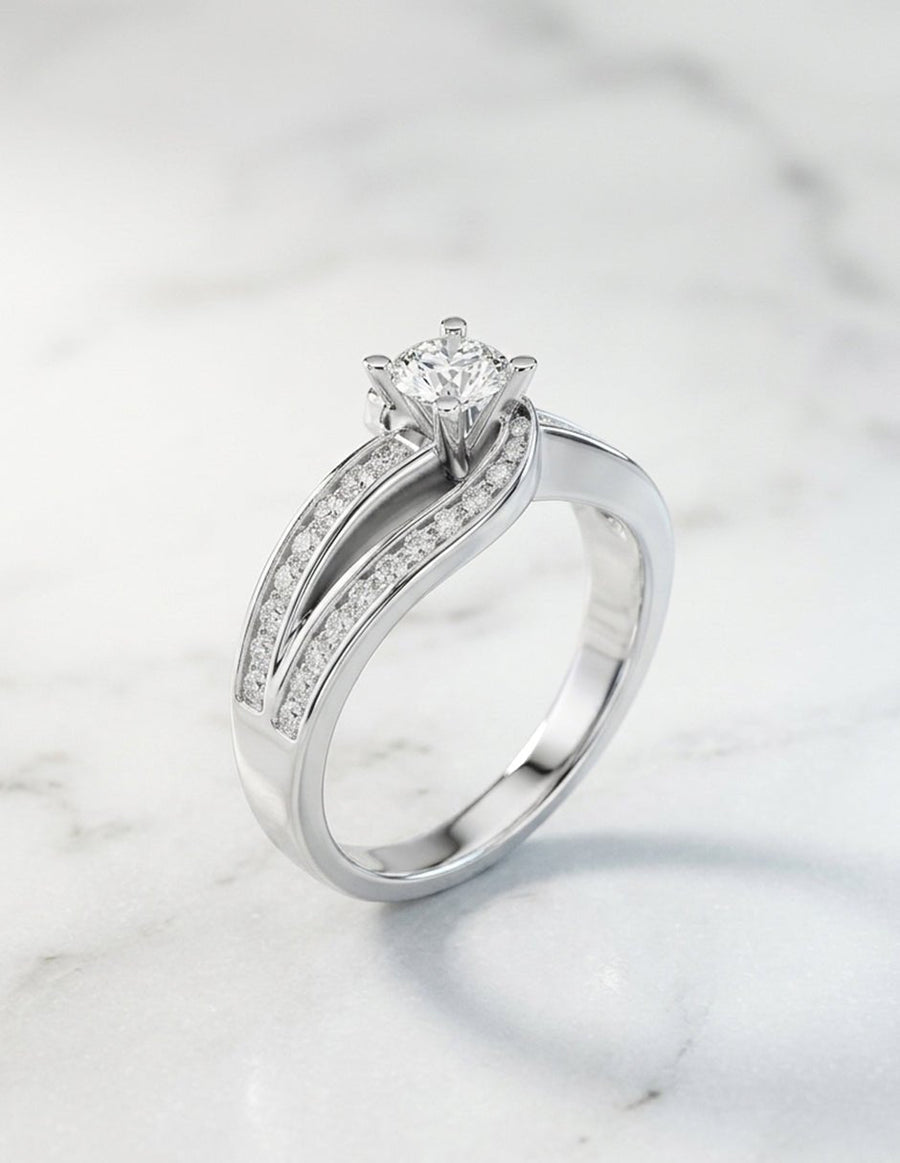 Anillo de compromiso - piedras laterales - AMORE308-RD-LG