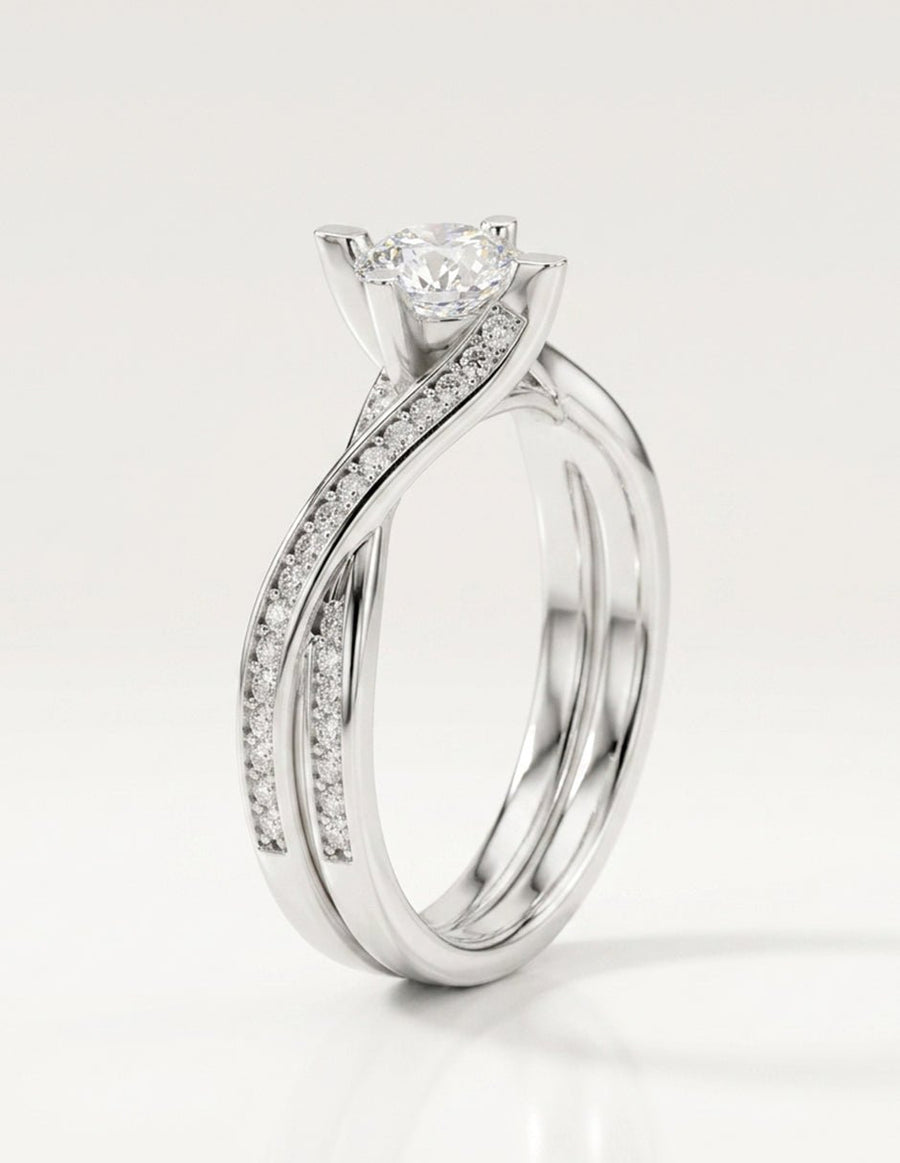 Anillo de compromiso - piedras laterales - AMORE311-RD-LG