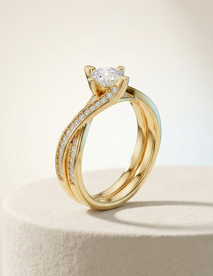 Anillo de compromiso - piedras laterales - AMORE311-RD-LG
