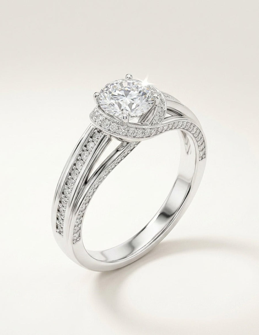 Anillo de compromiso - piedras laterales - AMORE314-RD-LG