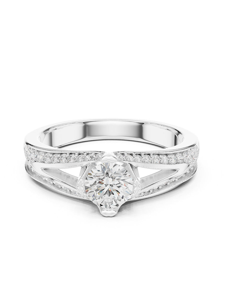 Anillo de compromiso - piedras laterales - AMORE315-RD-LG