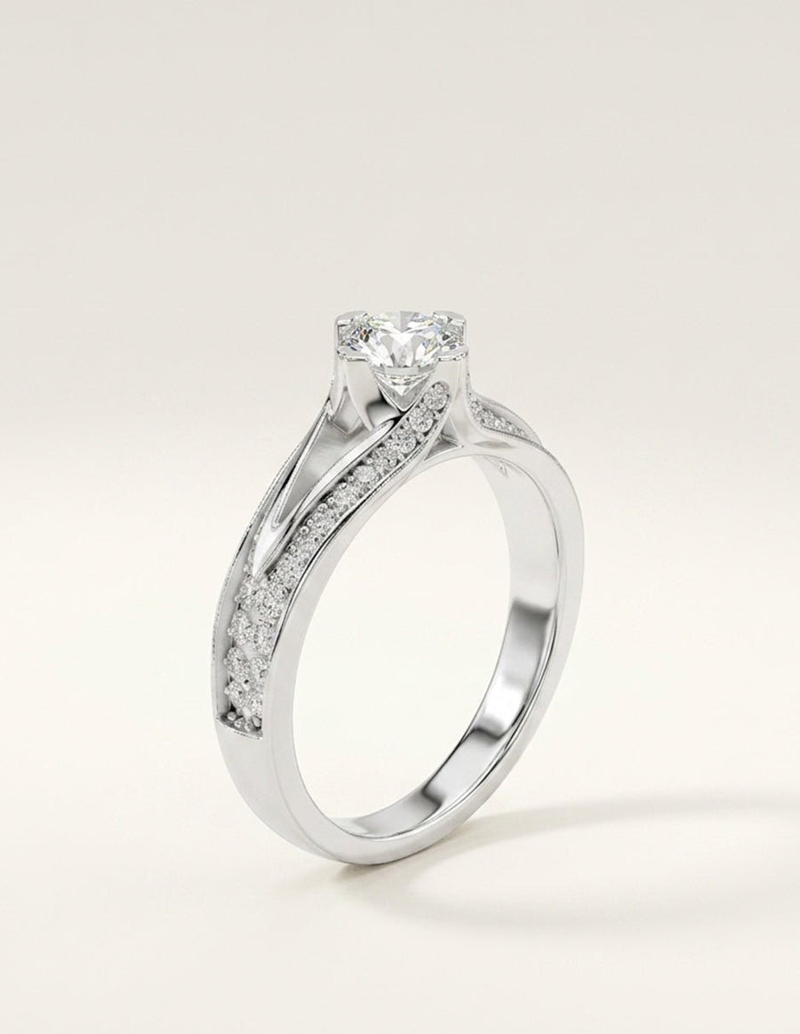 Anillo de compromiso - piedras laterales - AMORE315-RD-LG