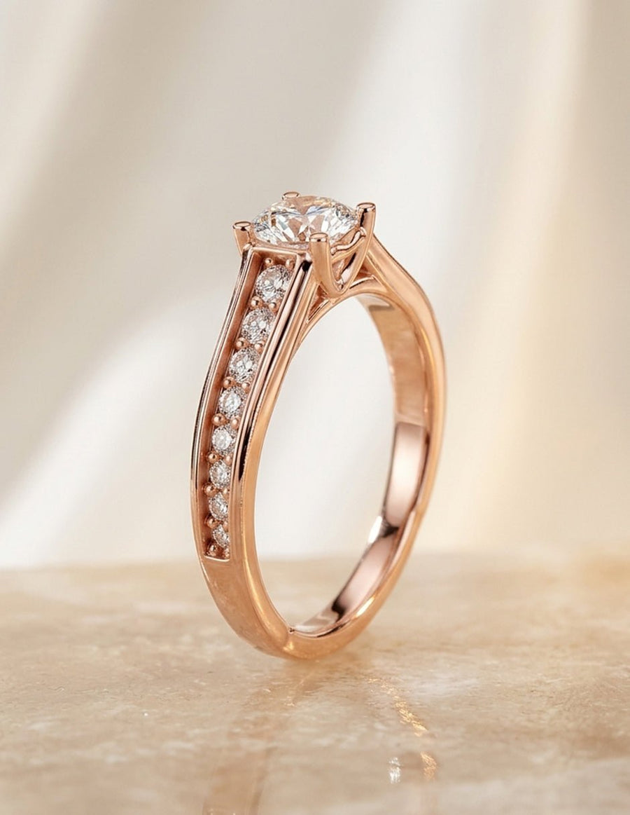 Anillo de compromiso - piedras laterales - AMORE316-RD-LG