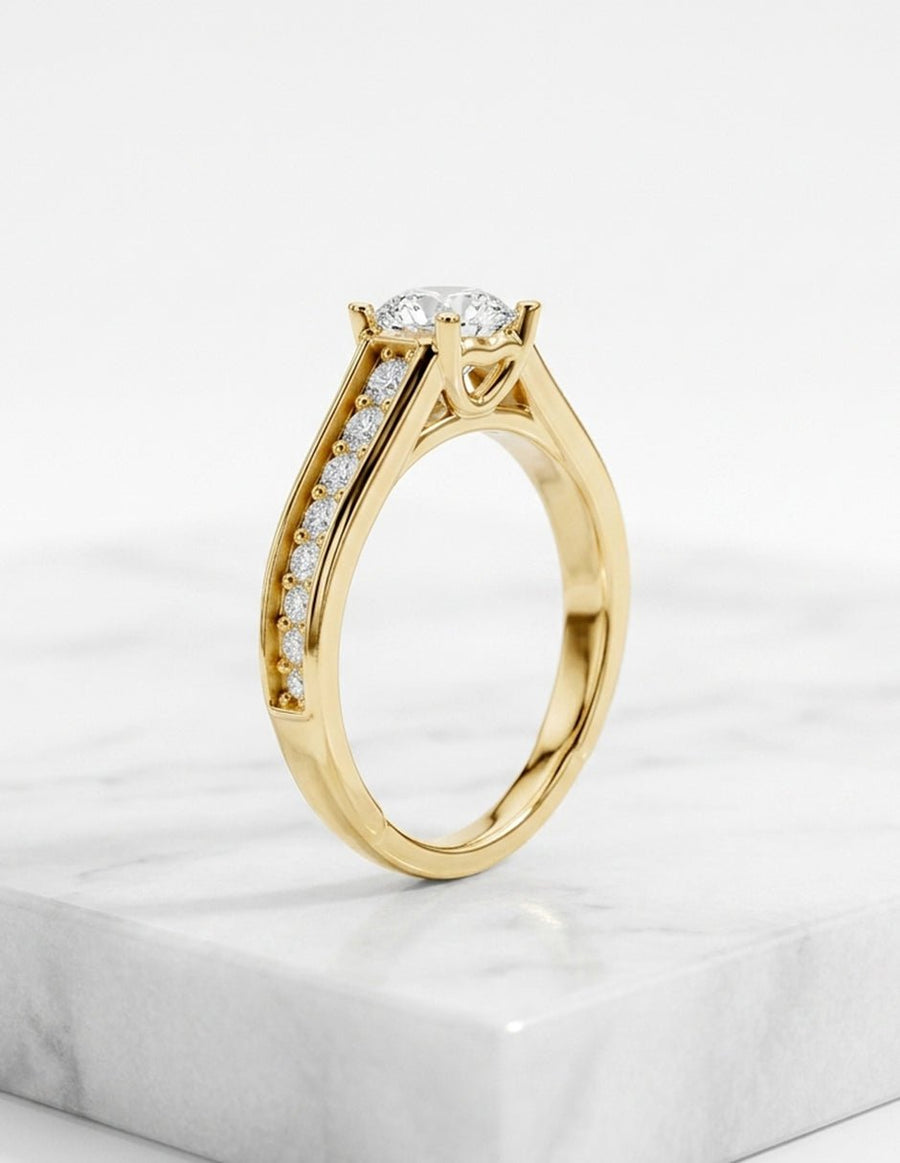 Anillo de compromiso - piedras laterales - AMORE316-RD-LG