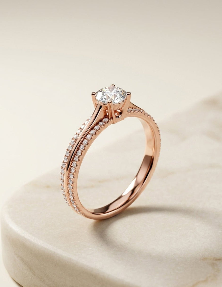 Anillo de compromiso - piedras laterales - AMORE317-RD-LG