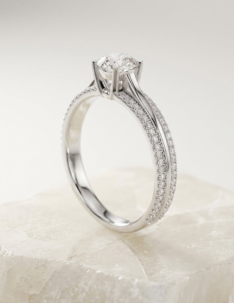 Anillo de compromiso - piedras laterales - AMORE317-RD-LG