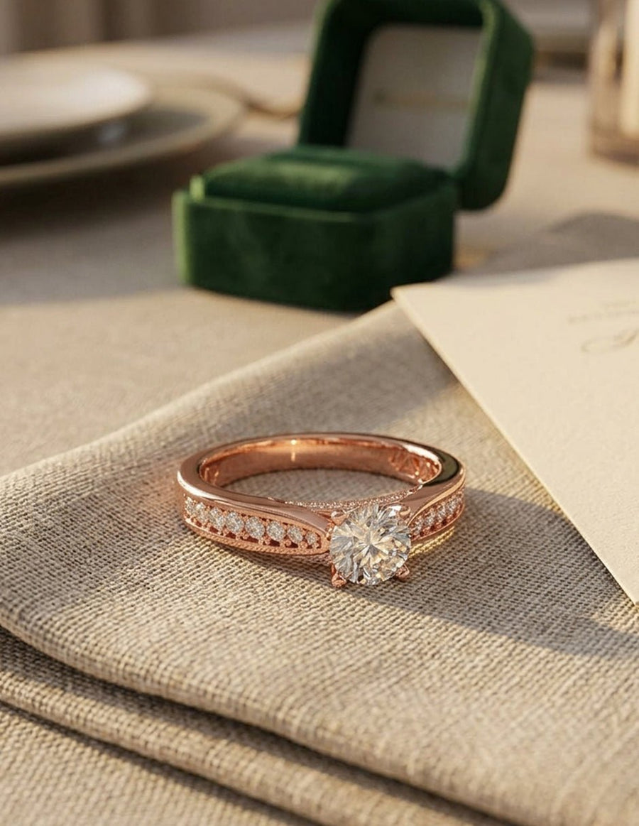 Anillo de compromiso - piedras laterales - AMORE318-RD-LG