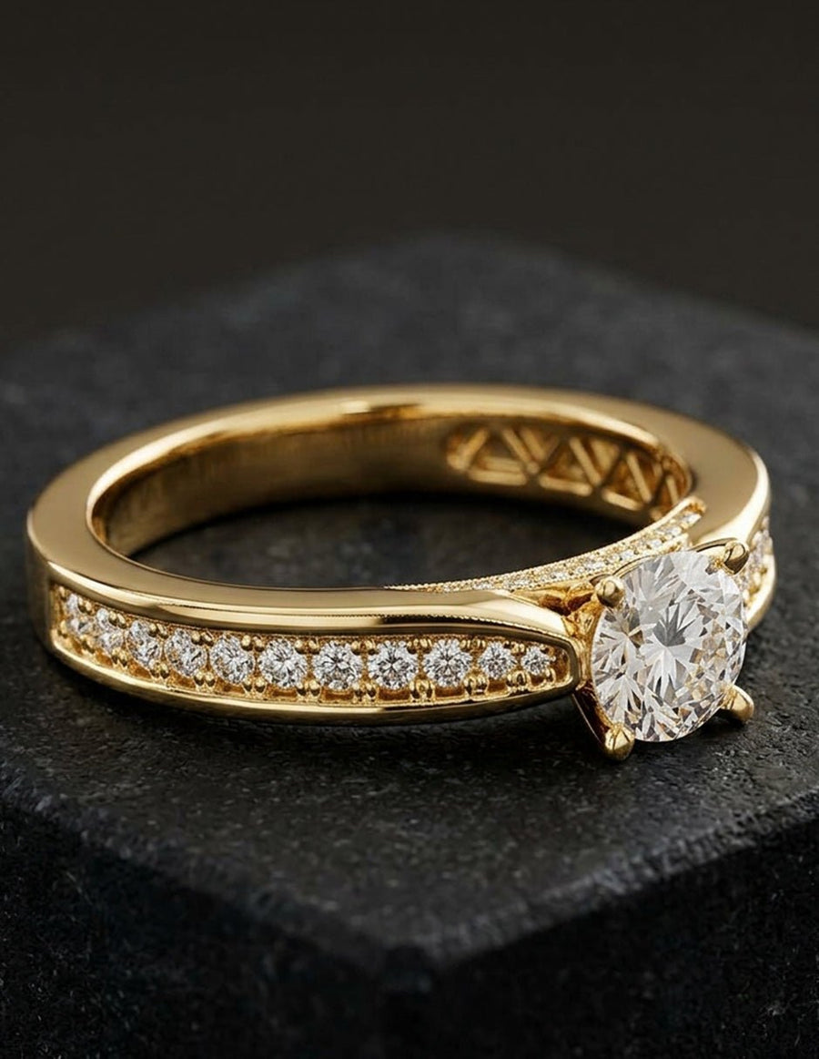 Anillo de compromiso - piedras laterales - AMORE318-RD-LG