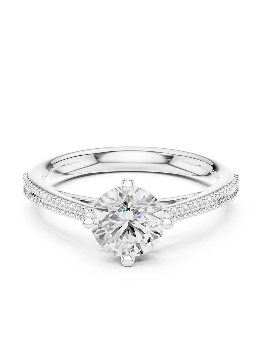 Anillo estilo solitario con diamante natural redondo 0.25 ct, color F, claridad VS2