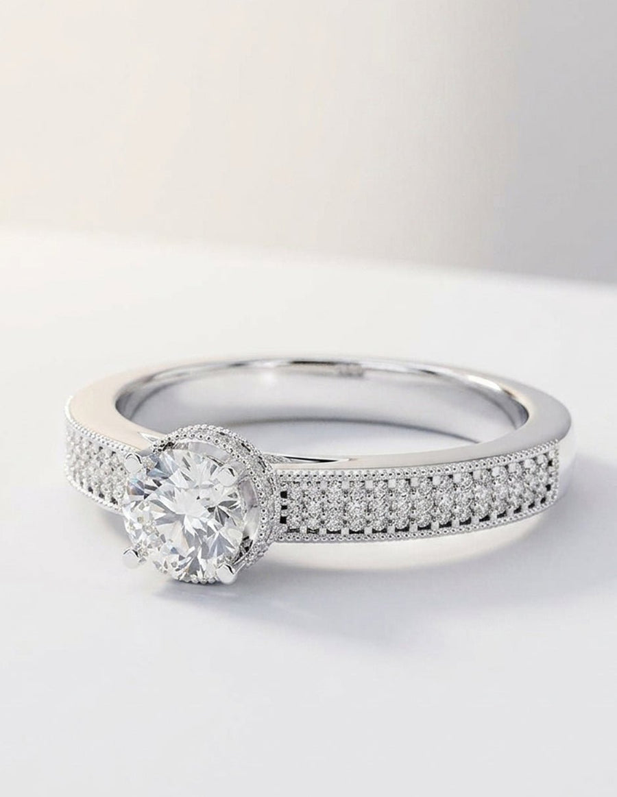 Anillo de compromiso - piedras laterales - AMORE322-RD-LG