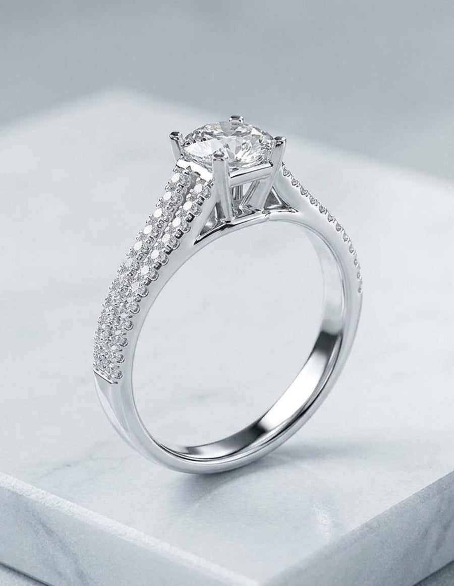Anillo de compromiso - piedras laterales - AMORE324-RD-LG