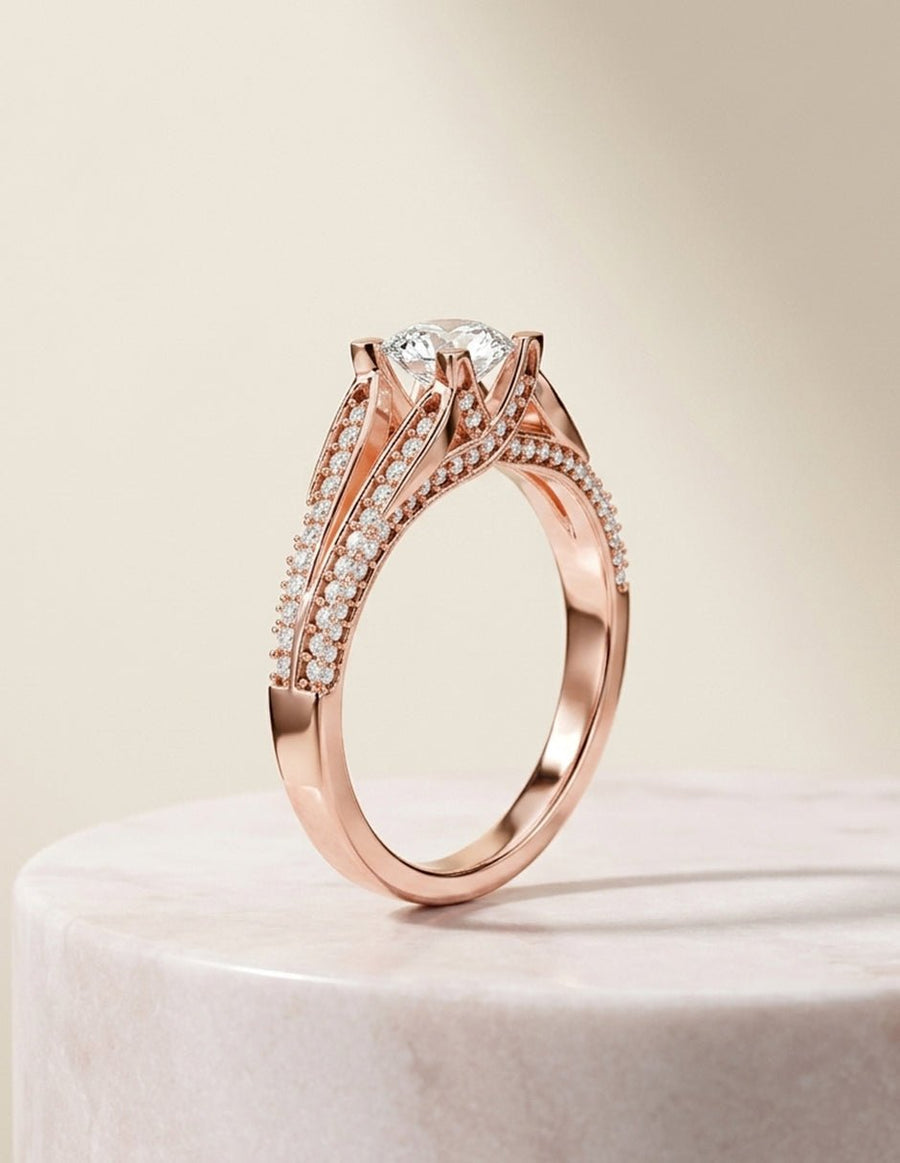 Anillo de compromiso - piedras laterales - AMORE325-RD-LG