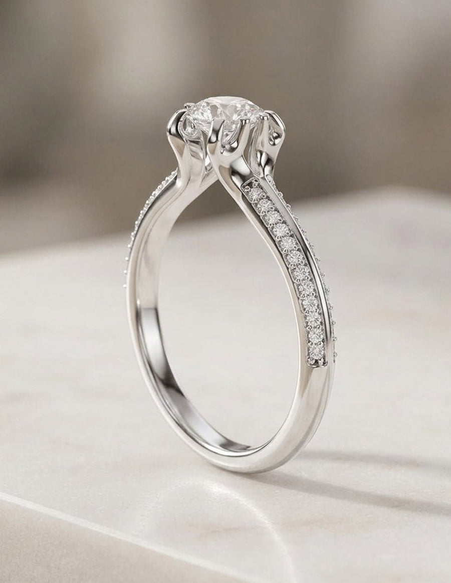 Anillo de compromiso - piedras laterales - AMORE327-RD-LG
