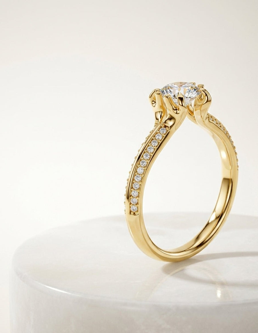 Anillo de compromiso - piedras laterales - AMORE327-RD-LG