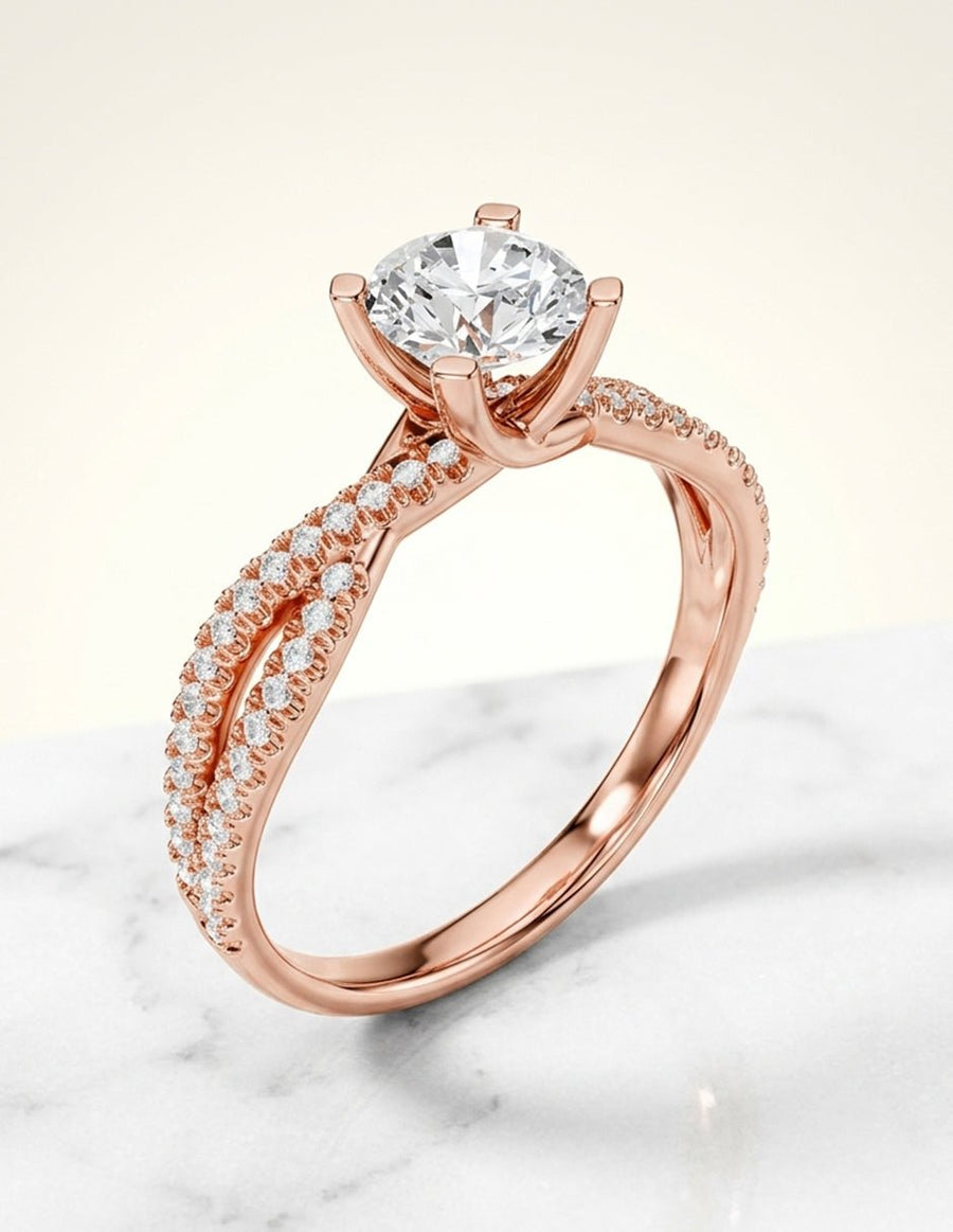 Anillo de compromiso - piedras laterales - AMORE329-RD-LG