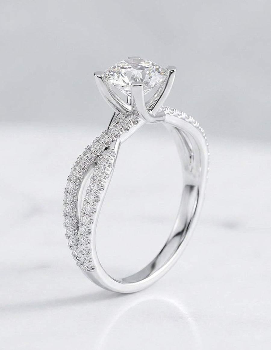 Anillo de compromiso - piedras laterales - AMORE329-RD-LG