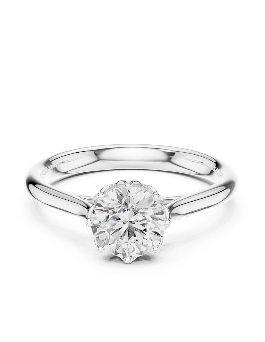 Anillo estilo solitario con diamante natural redondo 0.20 ct, color D, claridad SI1