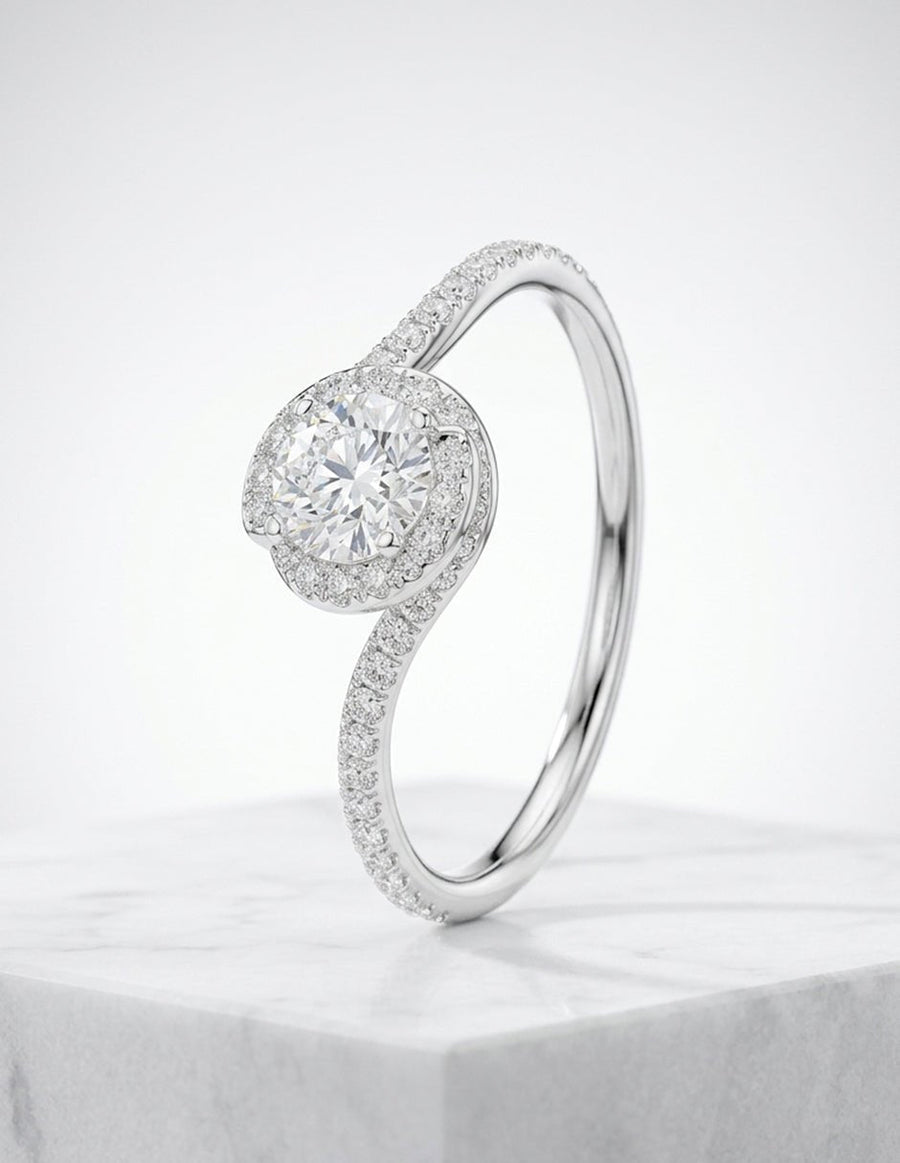 Anillo de compromiso - piedras laterales - AMORE331-RD-LG