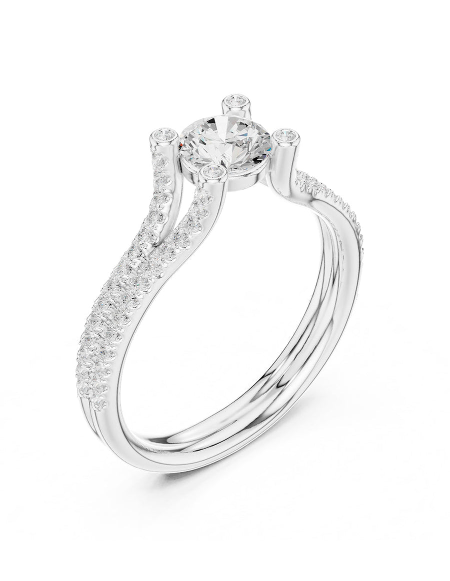 Anillo de compromiso - piedras laterales - AMORE333-RD-LG