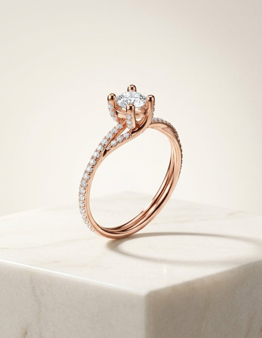 Anillo de compromiso - piedras laterales - AMORE335-RD-LG