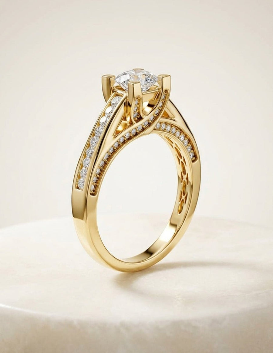 Anillo de compromiso - piedras laterales - AMORE337-CU-LG