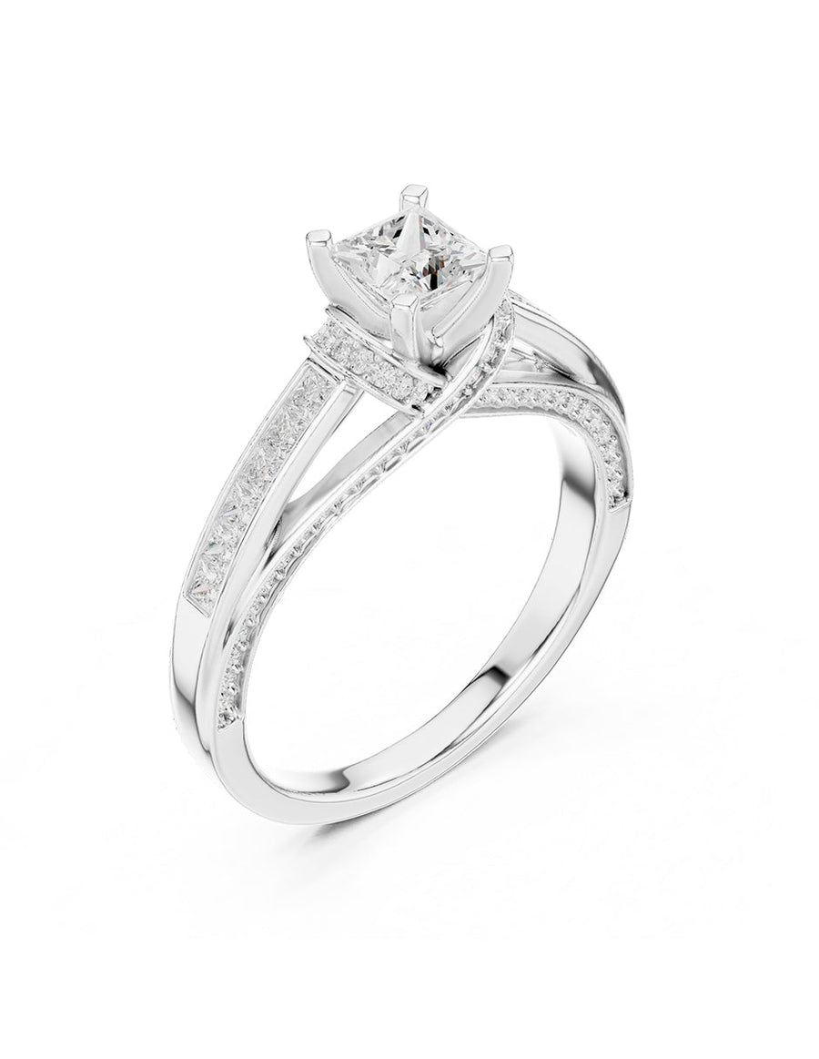 Anillo de compromiso - piedras laterales - AMORE337-PR-LG