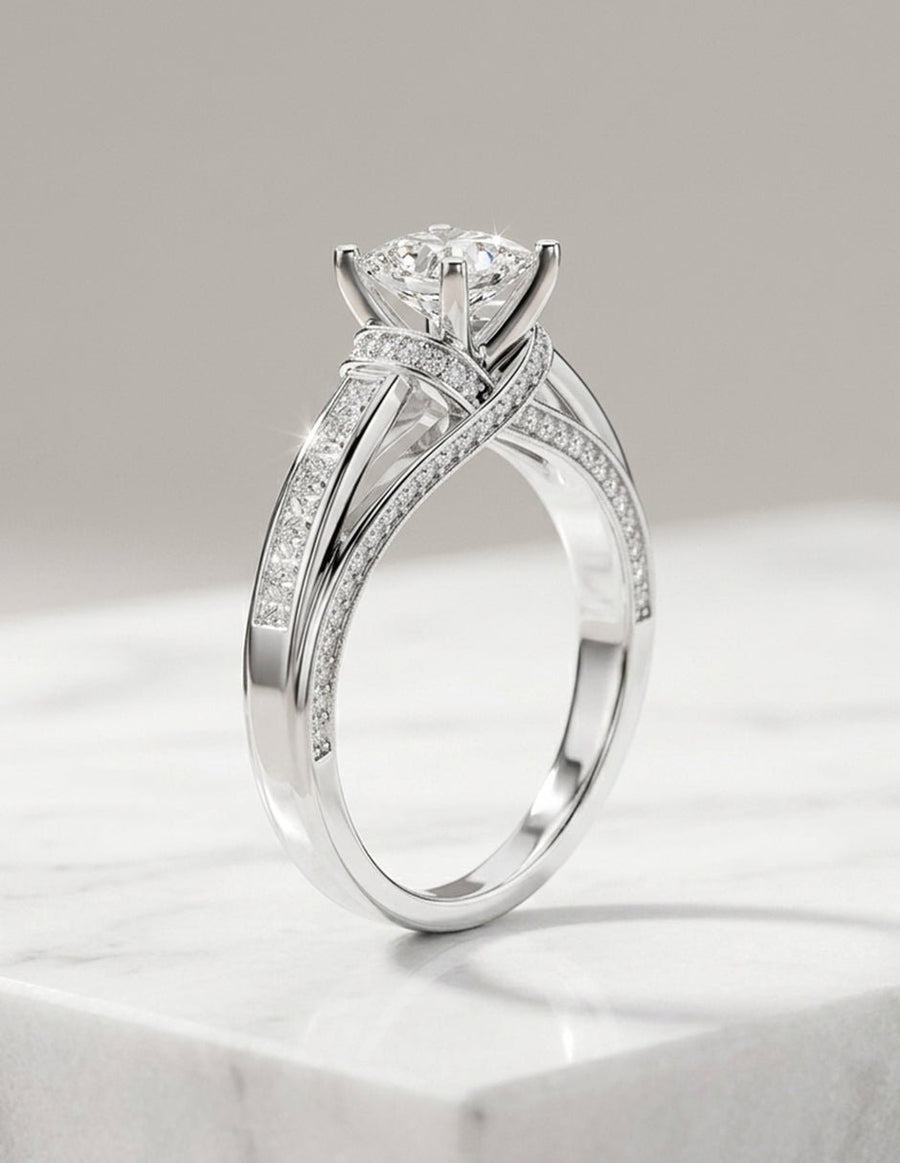 Montura para personalizar - piedras laterales - AMORE337-PR