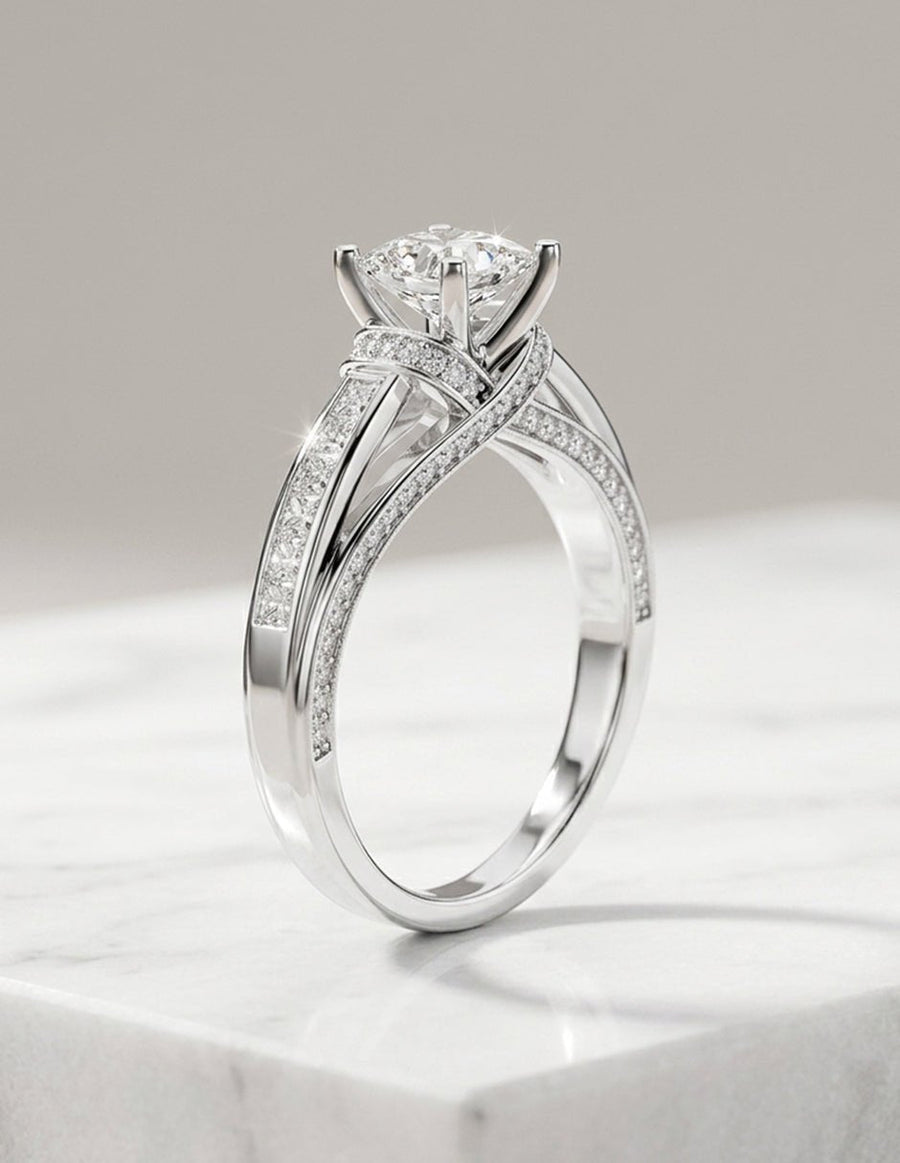 Anillo de compromiso - piedras laterales - AMORE337-PR-LG