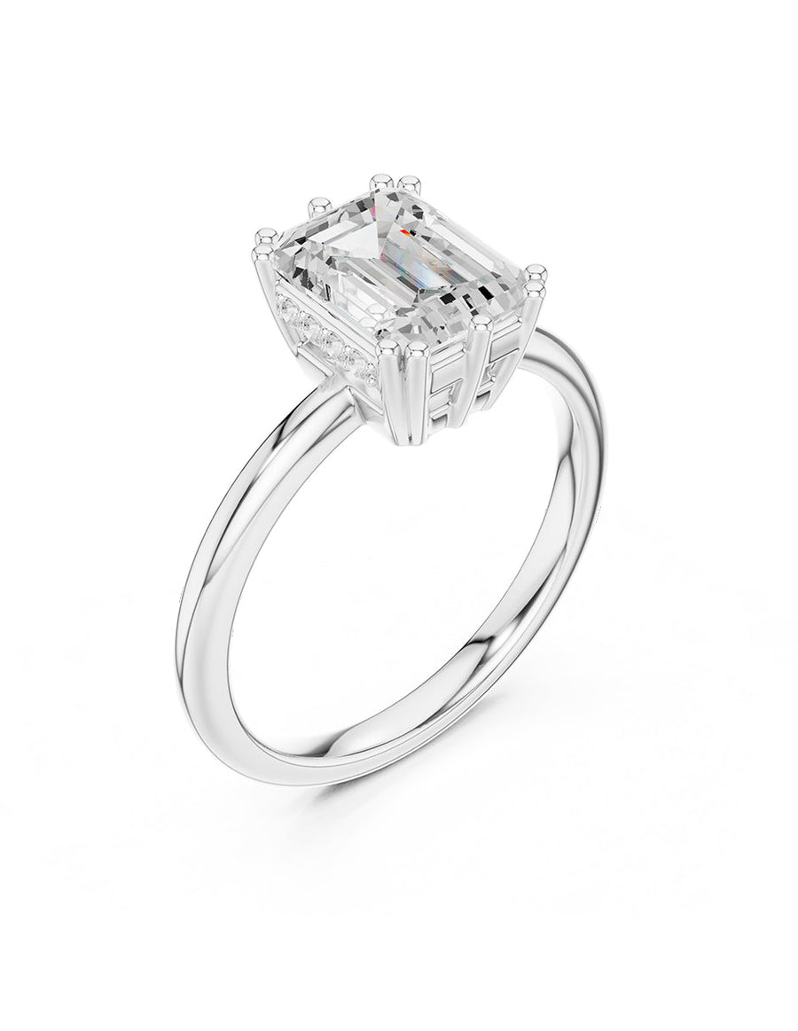 Anillo de compromiso - piedras laterales - AMORE338-EM-LG