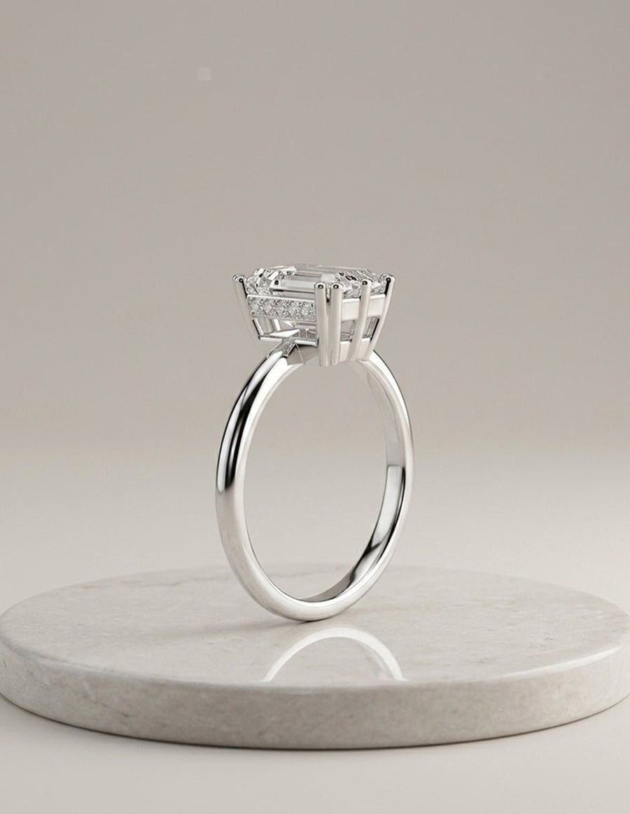 Montura para personalizar - piedras laterales - AMORE338-EM