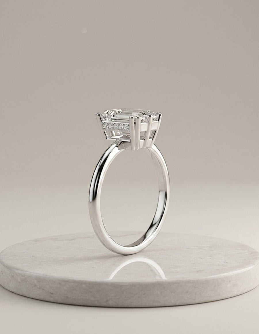 Anillo de compromiso - piedras laterales - AMORE338-EM-LG