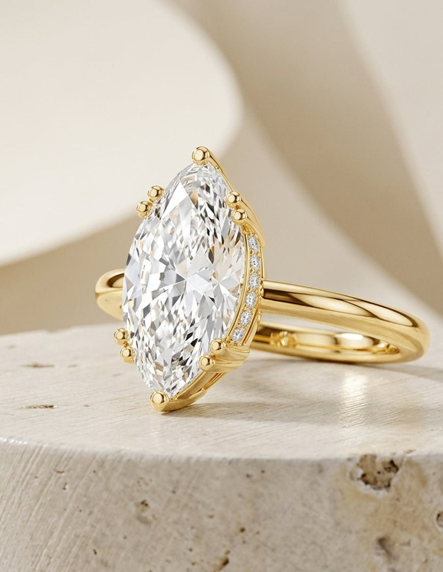 Anillo de compromiso - piedras laterales - AMORE338-MQ-LG