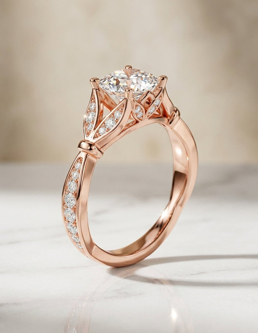Anillo de compromiso - piedras laterales - AMORE339-CU-LG