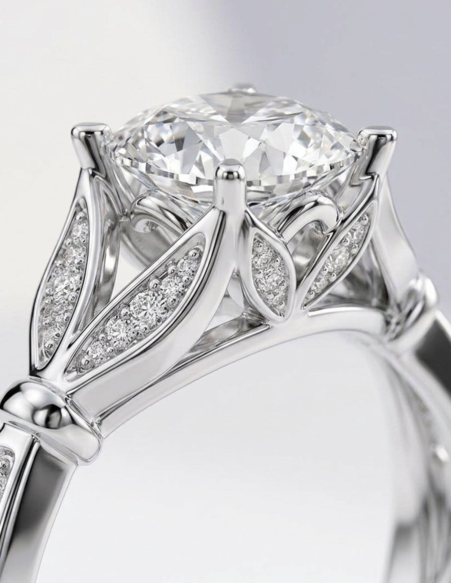 Anillo de compromiso - piedras laterales - AMORE339-CU-LG