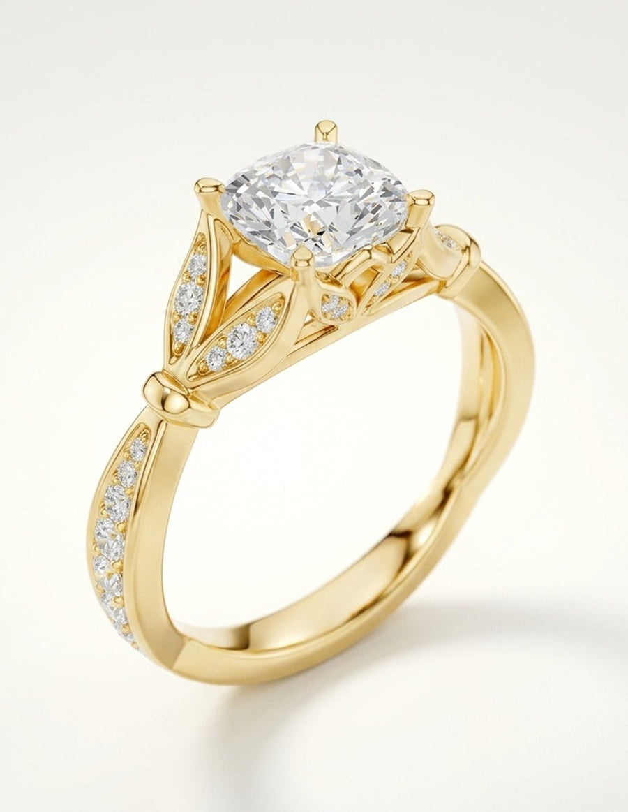 Anillo de compromiso - piedras laterales - AMORE339-CU-LG