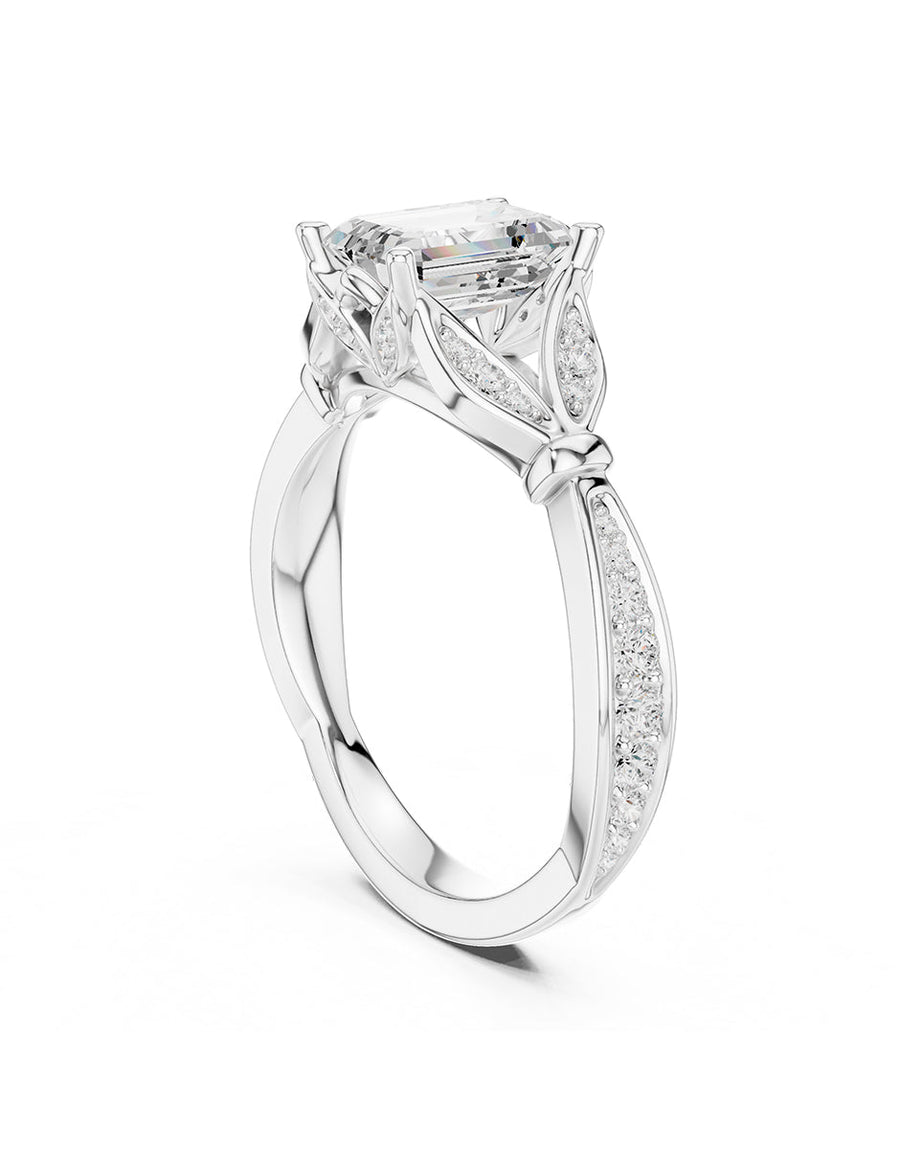 Anillo de compromiso - piedras laterales - AMORE339-EM-LG