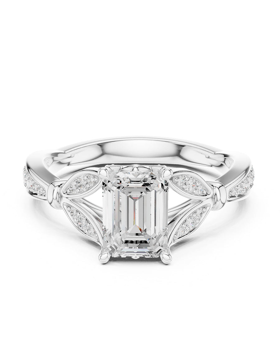 Anillo de compromiso - piedras laterales - AMORE339-EM-LG