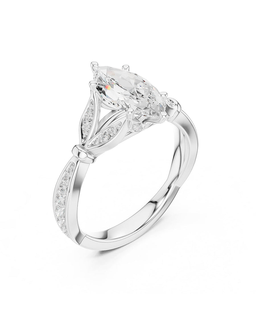 Anillo de compromiso - piedras laterales - AMORE339-MQ-LG