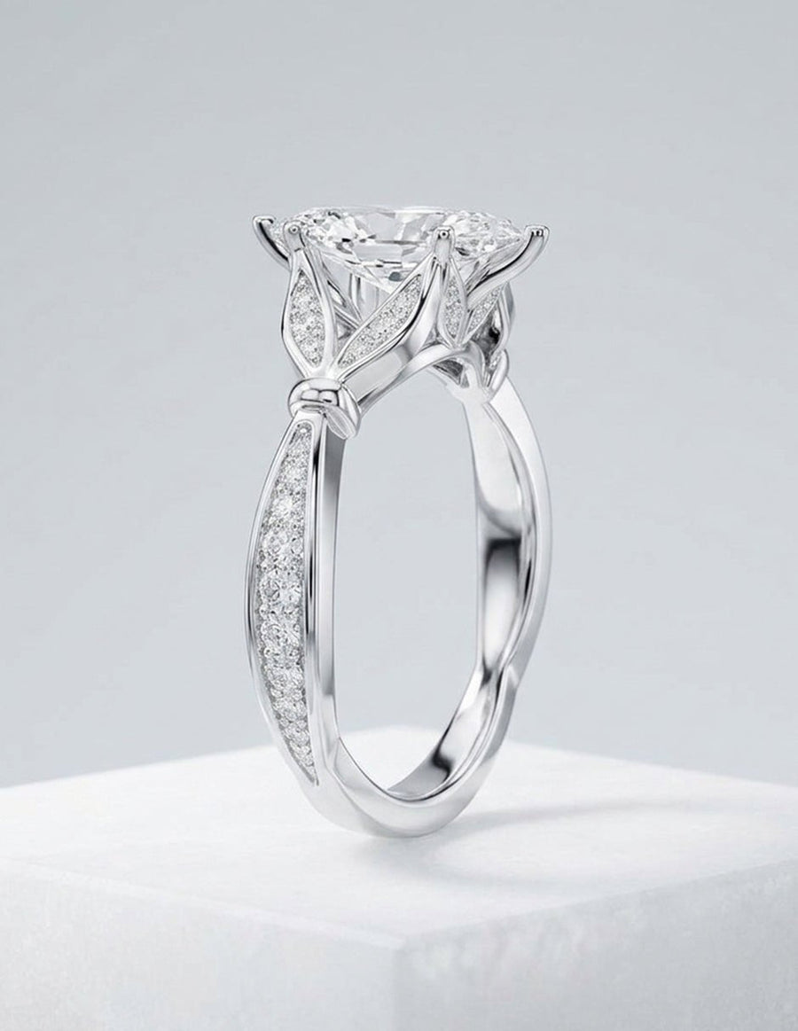 Anillo de compromiso - piedras laterales - AMORE339-MQ-LG
