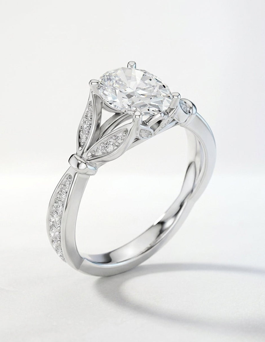 Anillo de compromiso - piedras laterales - AMORE339-OV-LG